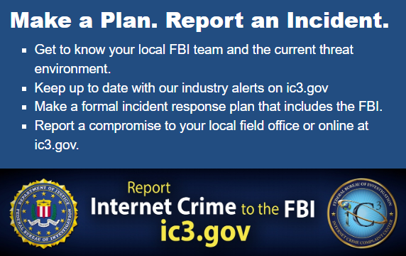 The earlier the #FBI can engage with organizations impacted by cyber intrusions, the better we can leverage our world-class capabilities to prevent cybercriminals from victimizing others. #CyberRiskIsBusinessRisk #ReportTheCompromise: go.usa.gov/xJg8z #TechTuesday