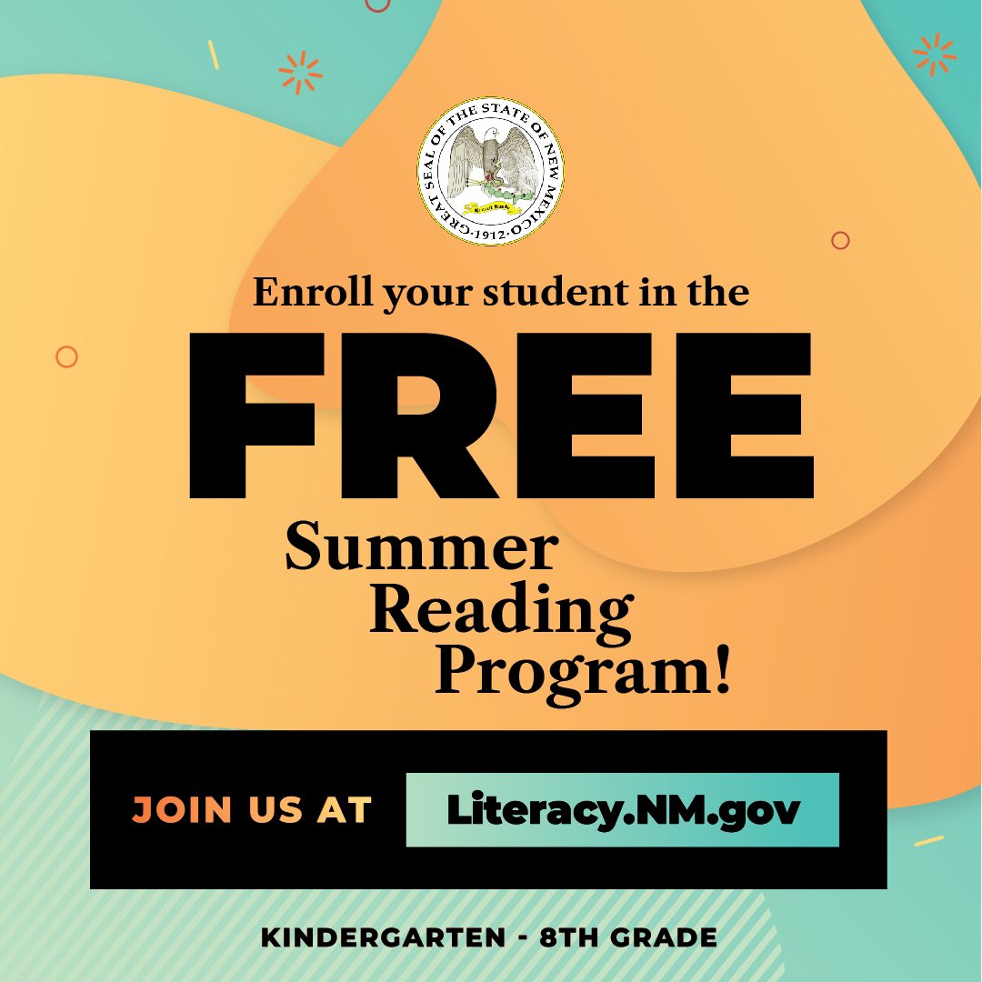Strong literacy skills are key to unlocking opportunities and building brighter futures for all New Mexicans. Sign your student up today for the FREE Summer Reading Program for students from kindergarten to 8th grade!