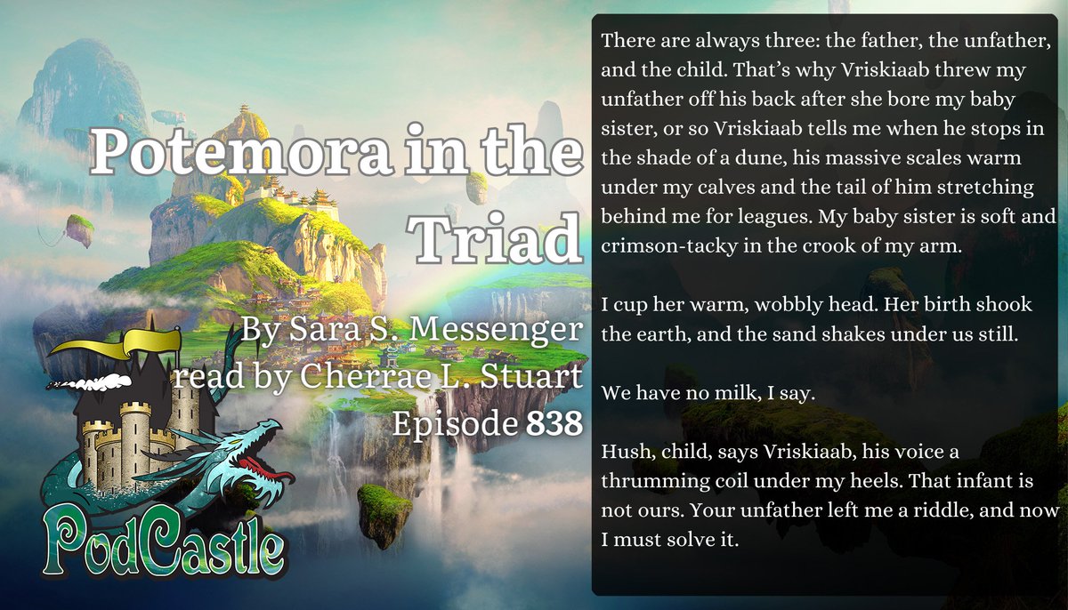 PodCastle (@podcastle_org) on Twitter photo #PC838: Potemora in the Triad by @smessengerpub , read by <a href="/ActorOnTheEdge/">Cherrae Sci-Fi Bae 🛸</a> .
Previously published by Fantasy Magazine. Rated PG-13. #PC838: Potemora in the Triad by @smessengerpub , read by <a href="/ActorOnTheEdge/">Cherrae Sci-Fi Bae 🛸</a> .
Previously published by Fantasy Magazine. Rated PG-13.