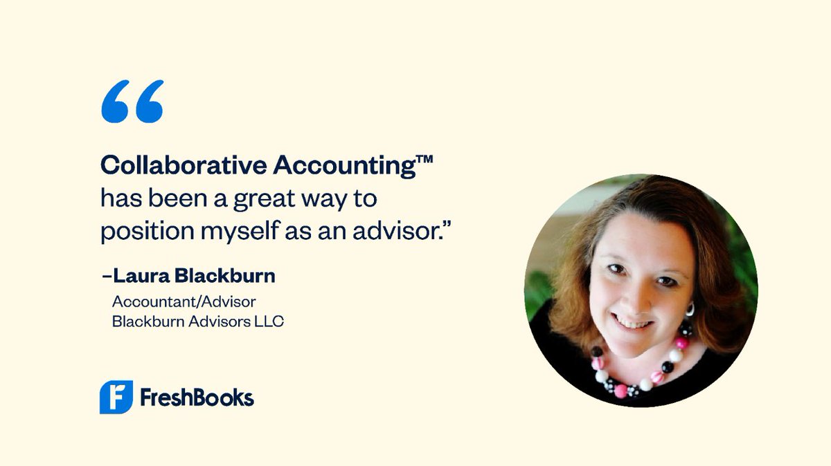 🔍 Discover the power of Collaborative Accounting™ in our latest case study, featuring Laura Blackburn! Learn how Laura unlocked new advisory opportunities and is taking her practice to new heights.

📚 Read it here: freshbooks.com/blog/laura-bla…