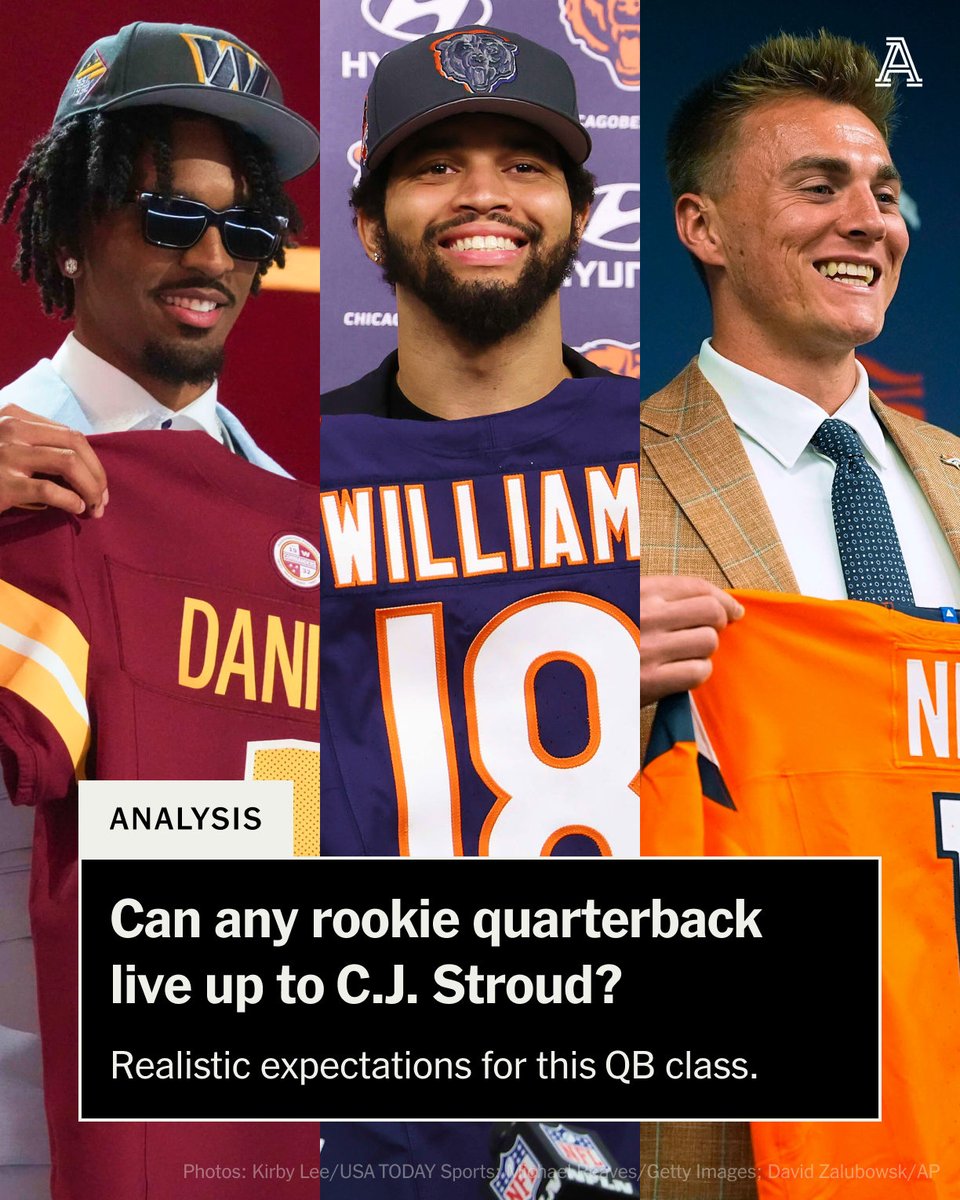 C.J. Stroud set the bar impossibly high. Can any of the QBs from the 2024 NFL Draft class match his historic rookie season? @amock419 uses data to illustrate what you should expect: theathletic.com/5469524/2024/0…