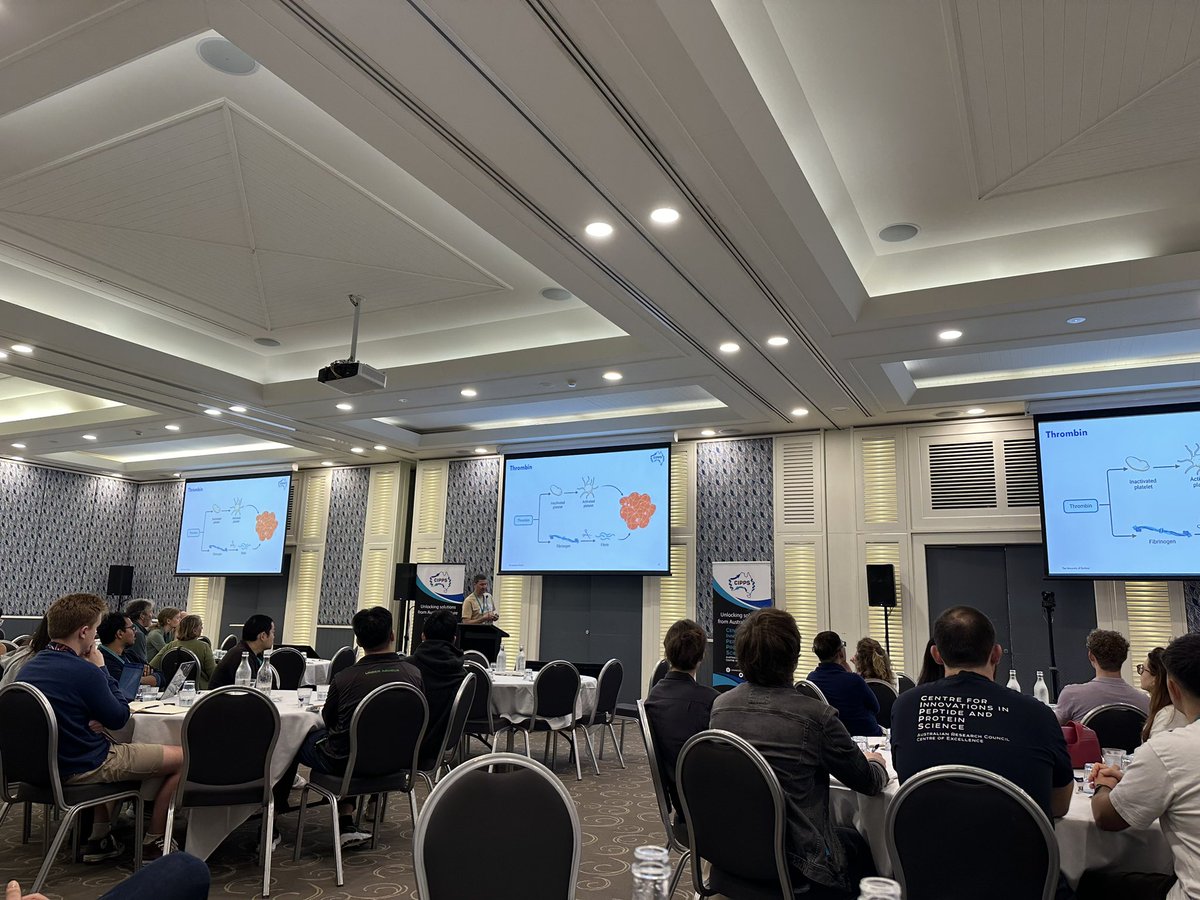 Exciting to start CIPPS by the sea with science talks from our Chief Investigators 🤩
Our Deputy Director <a href="/PayneResearch/">Payne Research Group</a> kicked start with their work on engineering potent and
effective programmable anticoagulants from blood feeding
organisms 
<a href="/JoshWMaxwell/">Josh Maxwell</a> 
#CIPPSbythesea2024