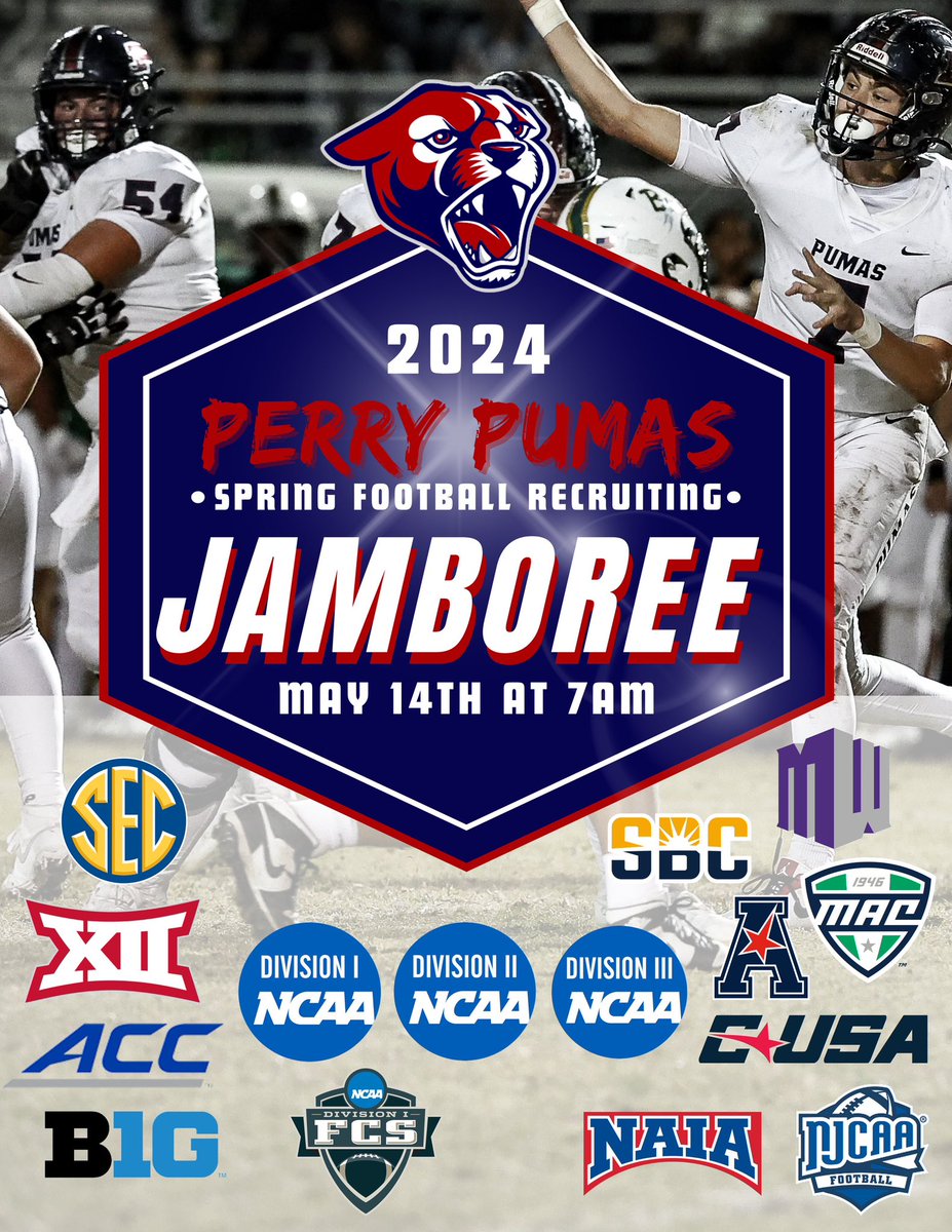 📢Calling all College Coaches! Get ready to witness the incredible talent 🏈 at Perry and join us for our Jamboree on Tues. May 14th at 7 AM. ☀️ We can’t wait to showcase these amazing athletes to you! To show our appreciation we will provide ☕️ & breakfast burrito 🌯 #ThankYou🐾