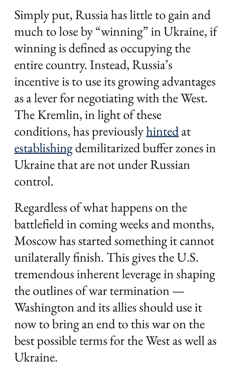 Excellent, excellent, excellent analysis and summary on Russian situation, goals and choices in Ukraine by @MEpiskopos in @RStatecraft responsiblestatecraft.org/russia-ukraine…