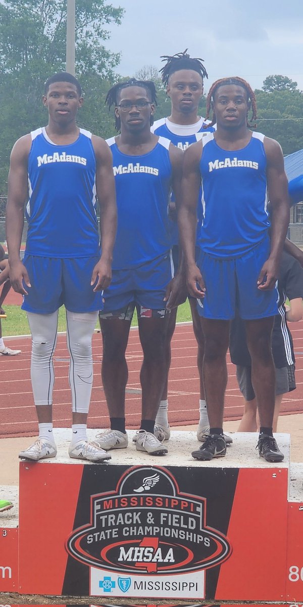 McAdamsBulldogs's tweet photo. 🏃🏽‍➡️ Closing out the 2024 track season with a BANG‼️💥

The Mcadams Boys 4x400 meter relay team ran a season best 3:38.44 to win the final race of the Class 1A MSHAA Track &amp; Field Championship.
The champs:
🥇Jacquese Greer 
🥇Ja'myran Cross 
🥇Christopher Harmon 
🥇Jamar Teague https://t.co/H7auN6RvtM