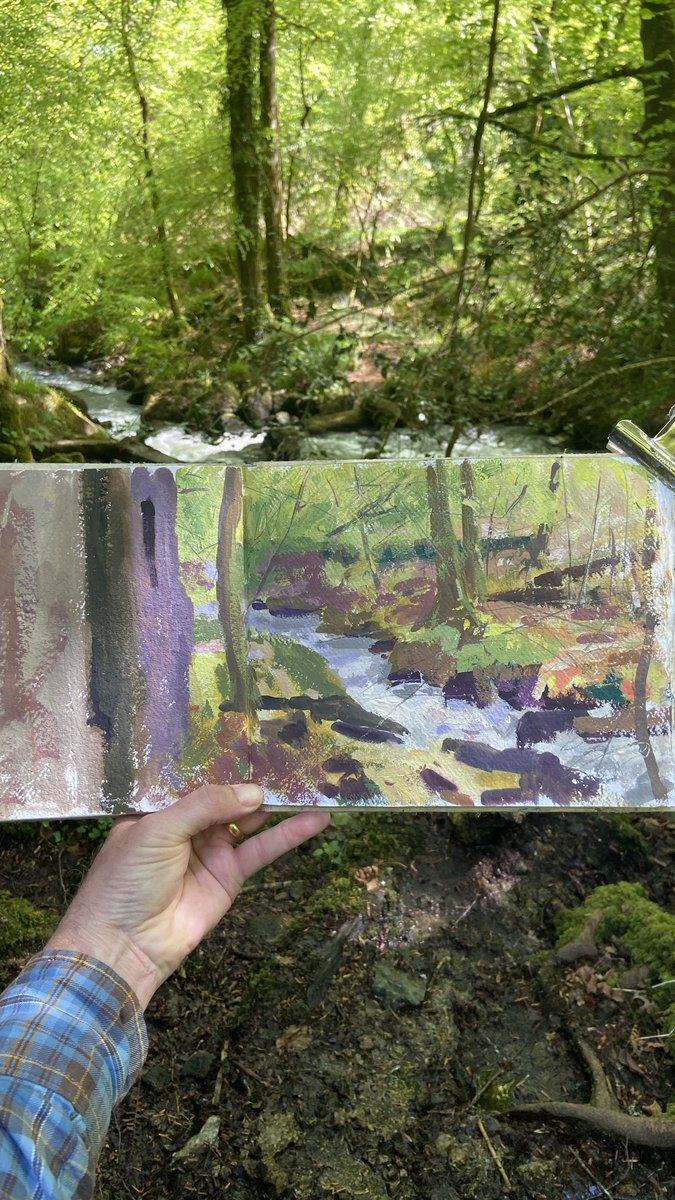 Casein sketch on Khadi sketchbook. From our sketch club visit to Kennall Vale nature reserve #art #sketch