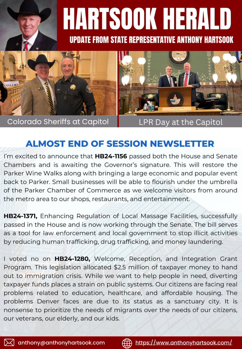 Hartsook Herald Almost End of Session Edition

#copolitics #coleg #cologop #hd44 #parkercolorado #conservative #republican #newsletter