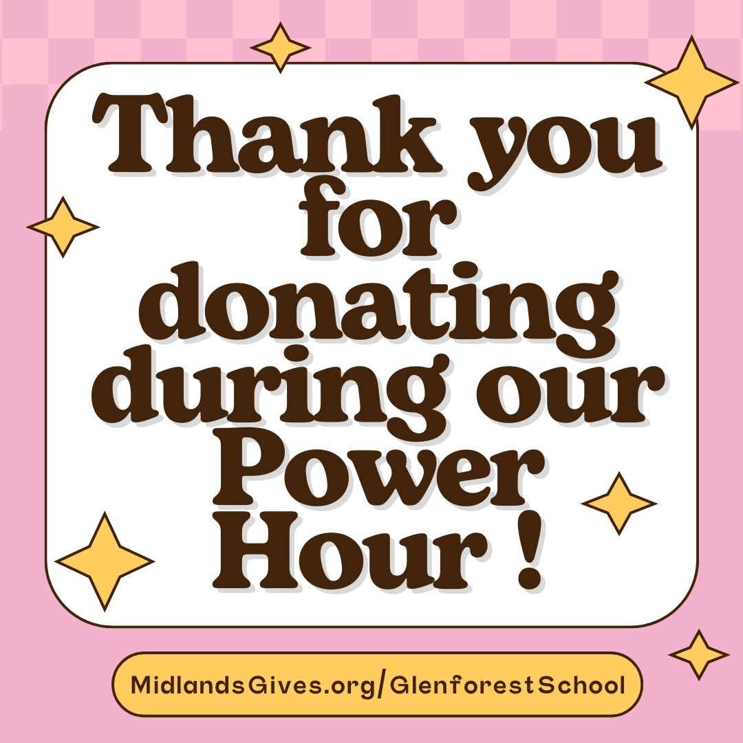 What an incredible Power Hour! A huge “THANK YOU” to everyone who donated during the last hour! Y'all are amazing! 

Donate here: MidlandsGives.org/GlenforestScho…

#MidlandsGives #AmplifyYourImpact #GlenforestSchool #ThankYou