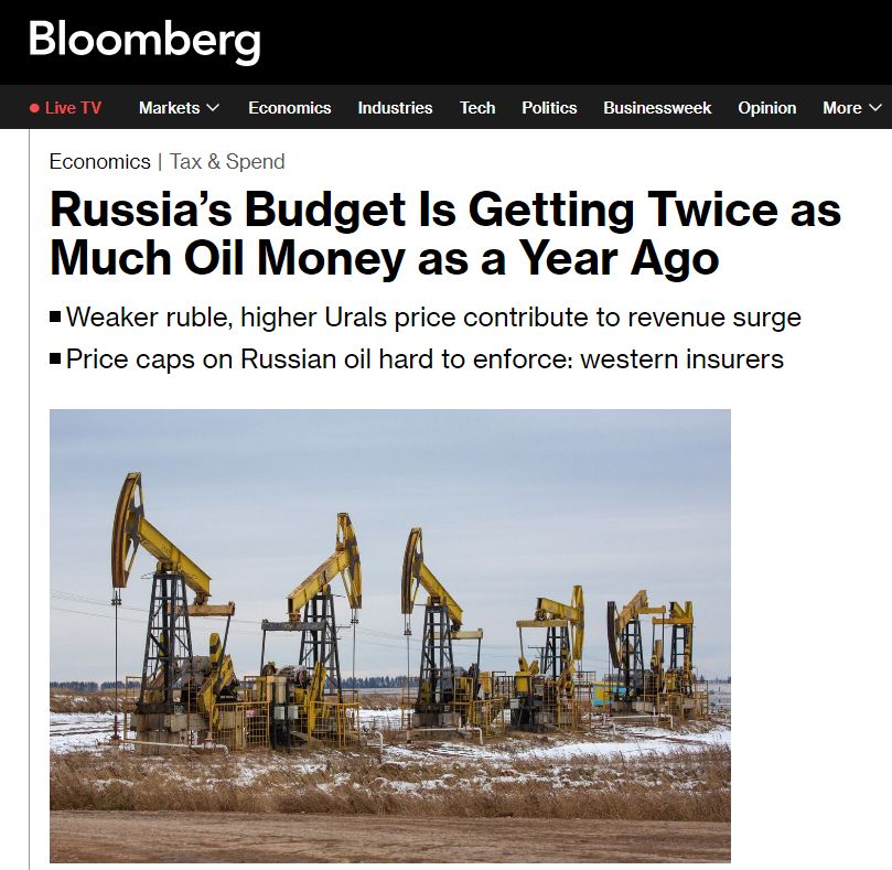 BLOOMBERG mówi że sankcje nie bardzo działają a Rosja bogaci się jak nigdy