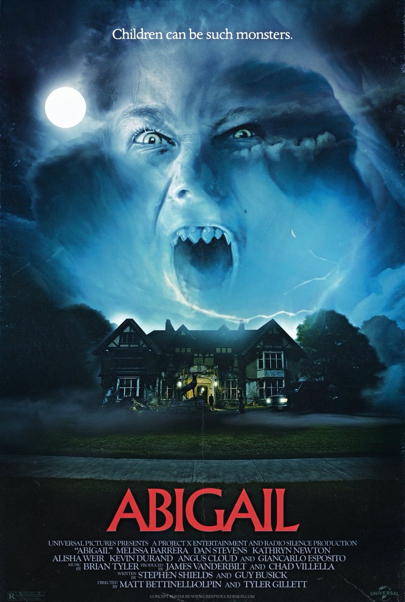 Wasn't expecting it so soon but #Abigail has hit VOD! Do yourself a favour and check it out. It's ace! #digitalart #HorrorArt 🧛‍♀️🩸(And YES, my poster is supposed to look like Fright Night!)