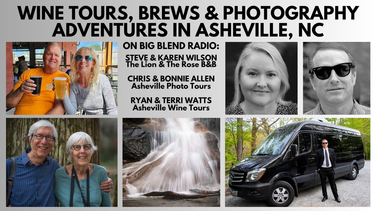 Celebrate #NationalTourismDay on #BigBlendRadio's 'Adventures in Asheville' show focusing on Wine, Beer & Photography / @LionandRose and friends. Podcast: podbean.com/ew/pb-yvsnq-16… #Asheville #NorthCarolina #TravelTuesday