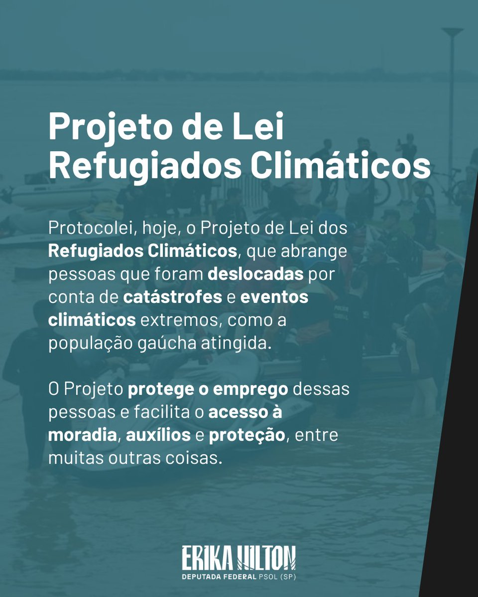 ⛈️👉🏽 Protocolei hoje o Projeto de Lei dos Refugiados Climáticos, para ajudar pessoas deslocadas por conta de eventos climáticos extremos, como a população gaúcha atingida.