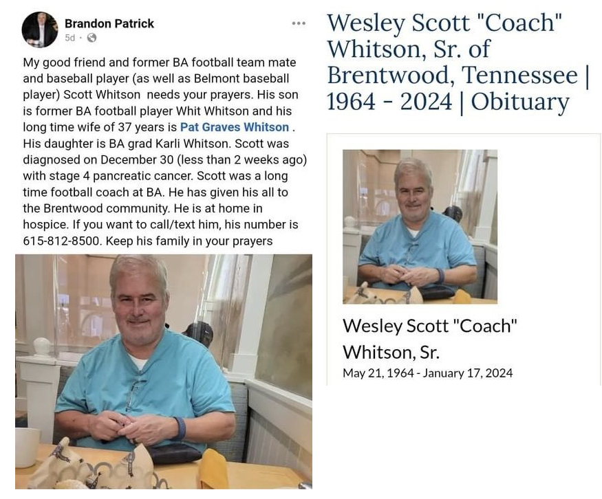 59 year old Scott Whitson, former football and baseball player was diagnosed with Stage 4 Pancreatic Cancer on Dec.30, 2023 and died on Jan.17, 2024.

Diagnosis to death: 18 days

COVID-19 mRNA Vaccine Induced Turbo Cancer cases are at an all time high

#DiedSuddenly