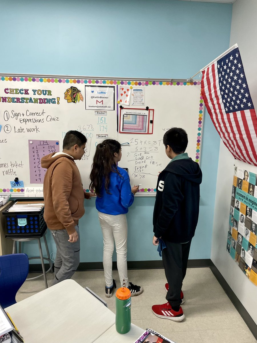 True or False number sentences…let’s prove it! Thinking task in #6thgrademath today to start off our equations mini unit. #buildingthinkingclassrooms @LincJrHi