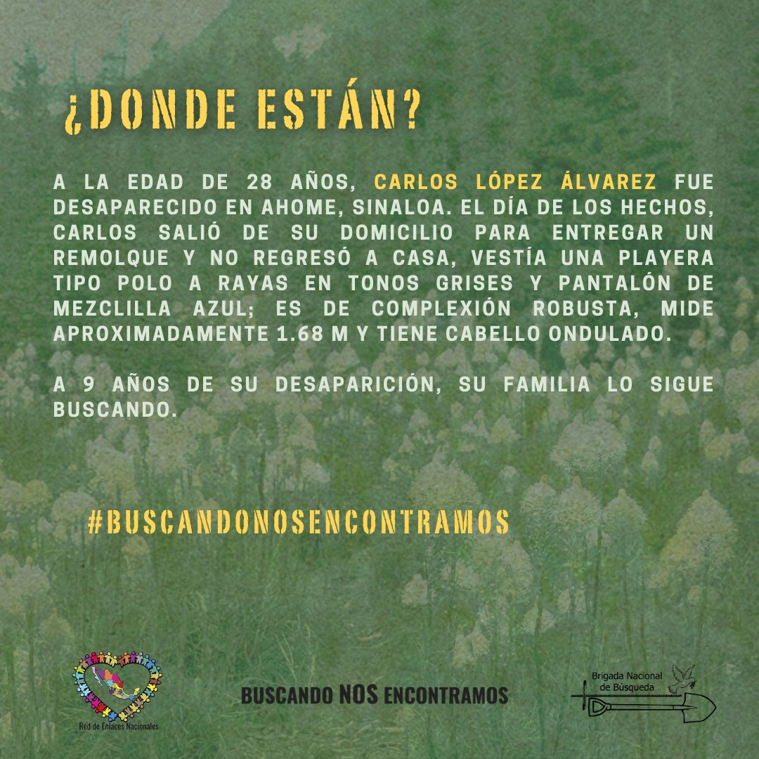 🌼 Este mes de mayo recordamos la desaparición de Juan Carlos Delgado González, Carlos López Álvarez, Jasson Adrián Fonseca Núñez, Pablo Vincel Neri Orozco y Julio César Orozco Cervantes 🌼

Sus familias los siguen buscando, ¡nos hacen falta a todxs!

🔸 ¡Hasta encontrarles! 🔸