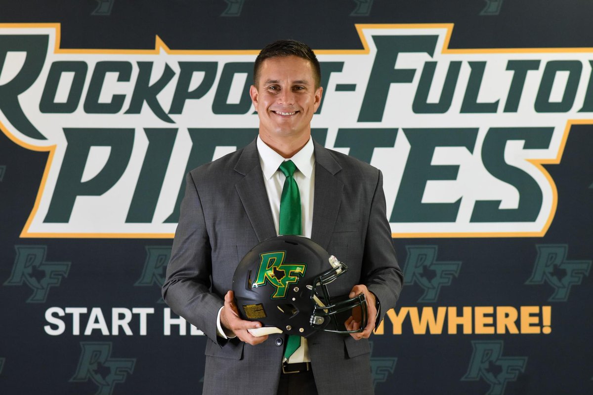 Welcome to the Pirate Family, Coach Eric Soza! The Rockport-Fulton ISD Board of Trustees unanimously approved the hiring of Eric Soza as the new Athletic Director and head football coach at Rockport-Fulton! #TXHSFB | #GoPirates 🏴‍☠️