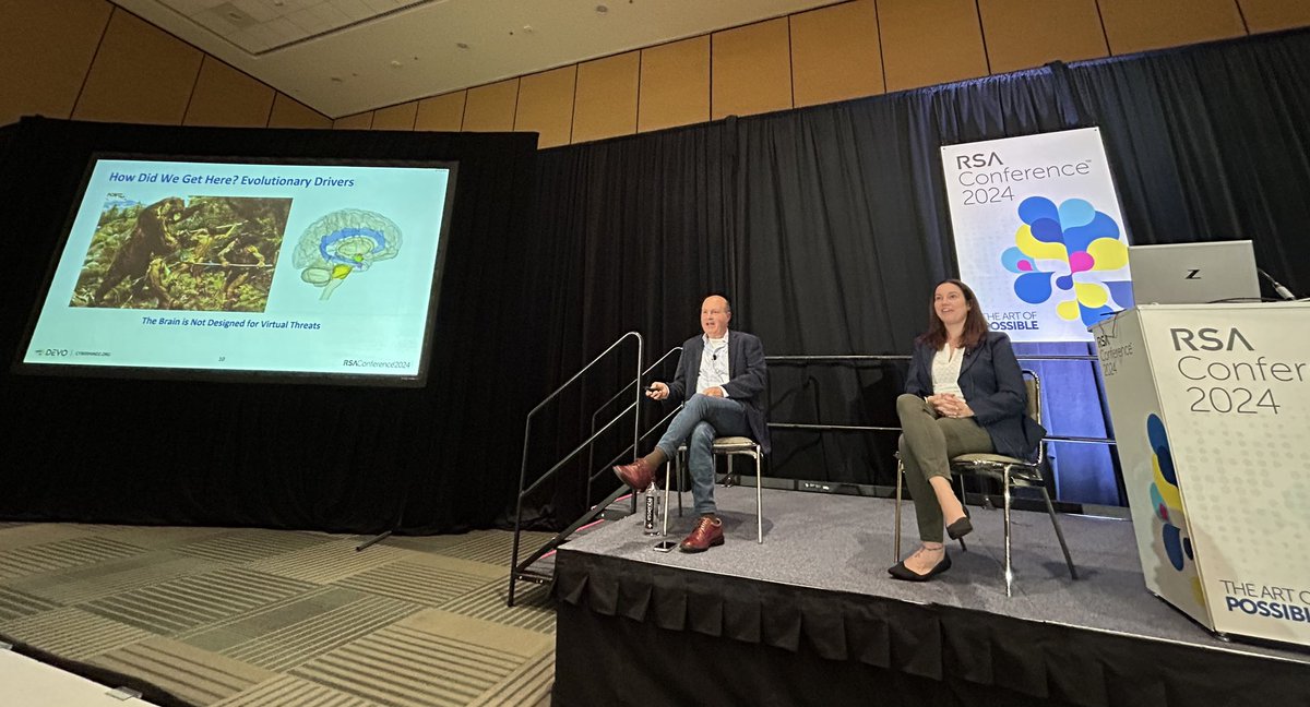 Devo CISO @kayla_obviously and @Cybermindz founder Peter Coroneos were proud to take the stage at the @RSAConference to discuss burnout in cyber and what we can do to solve it. Their message was one of hope: You are not alone and we can tackle this challenge. #RSAC #RSAC2024