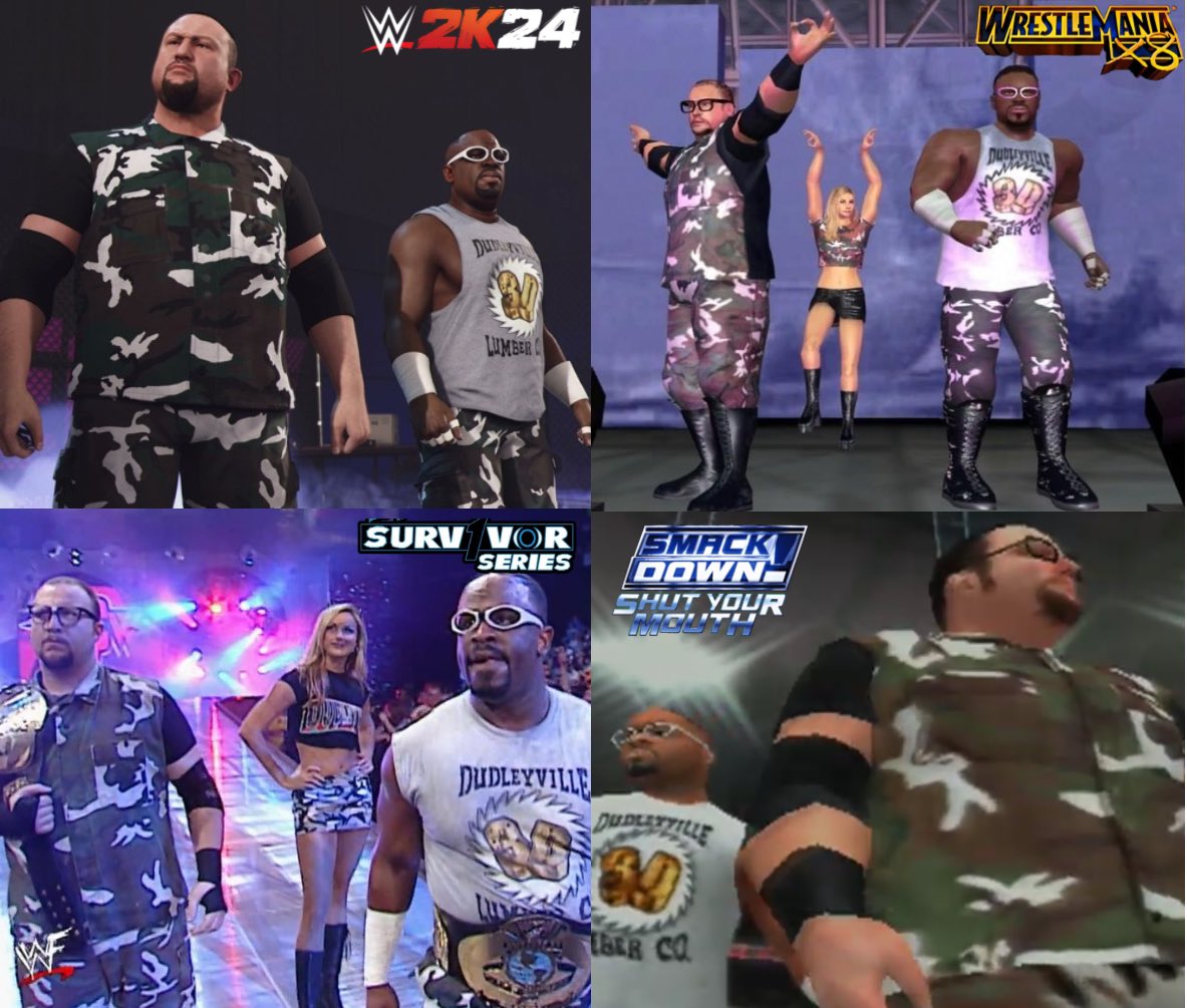 The Dudley Boyz 》Survivor Series 2001

GAMES APPEARED IN:
• WrestleMania x8
• Smackdown! Shut Your Mouth
• WWE 2K24