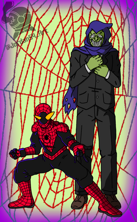 I planned to finish this last year, but y'know how things be sometimes.

I loved these Spidey & Green Goblin designs from @Specter19Marc and @YLWastronaut, so I wanted to show that love and make this!

Hope y'all enjoy it!

#SpiderMan #GreenGoblin #digitalart #ArtistsOfTwitter