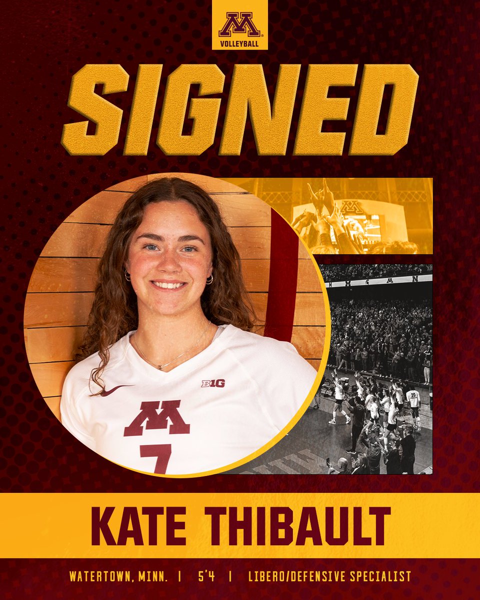 𝓢𝓲𝓰𝓷𝓮𝓭 ✍️ 

Kate Thibault has officially joined the Golden Gophers!

The Watertown, Minn., native will have three years of eligibility remaining, starting in 2024. 

Welcome home, Kate!

🔗: z.umn.edu/KateThibault