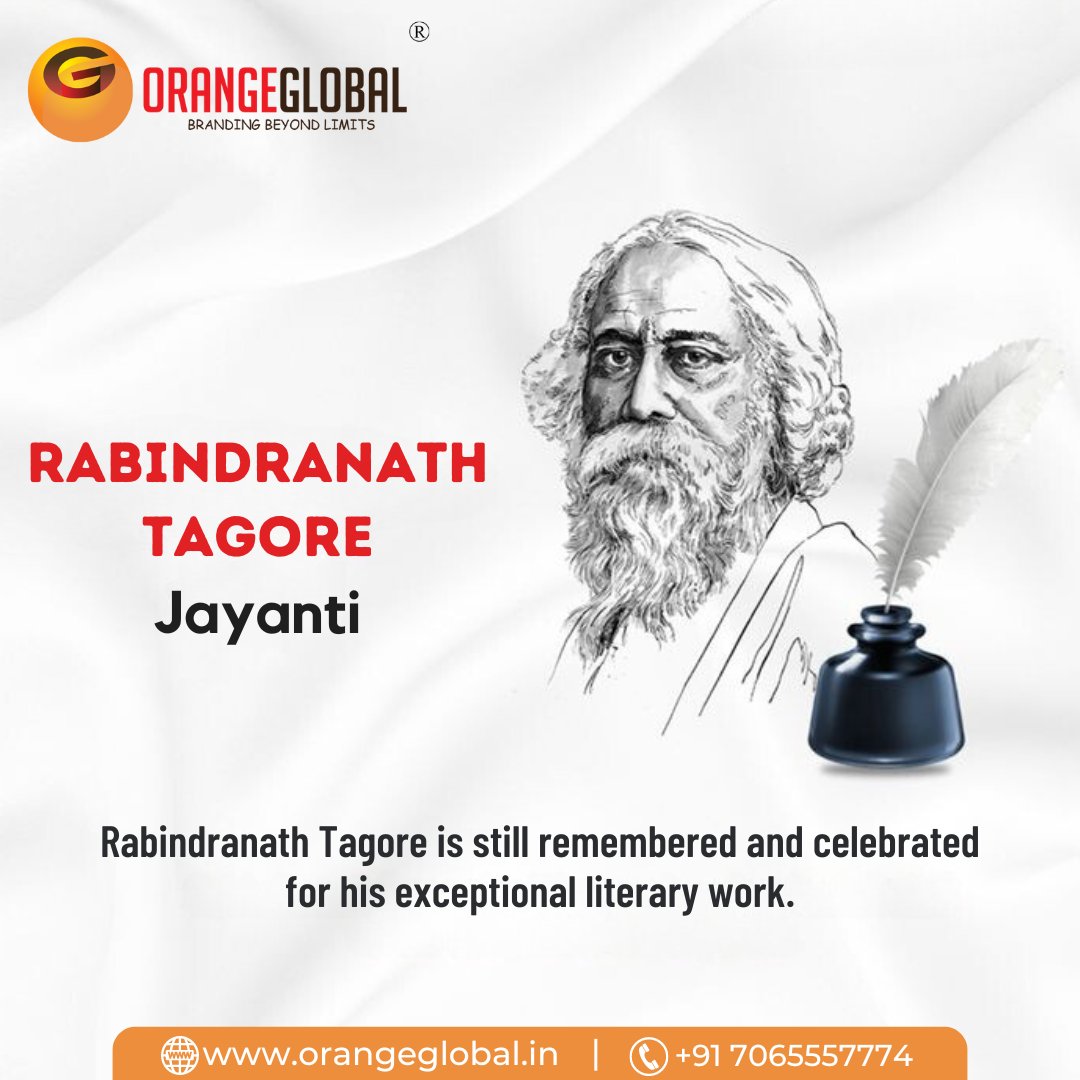 Celebrating the birth anniversary of Rabindranath Tagore, a polymath and Nobel laureate, honouring his literary and cultural contributions.

#orangeglobal #digitalmarketing #digitalmarketingagency #seo #fypシ゚ #trend #TagoreJayanti #RabindranathTagore #LiteraryLegend