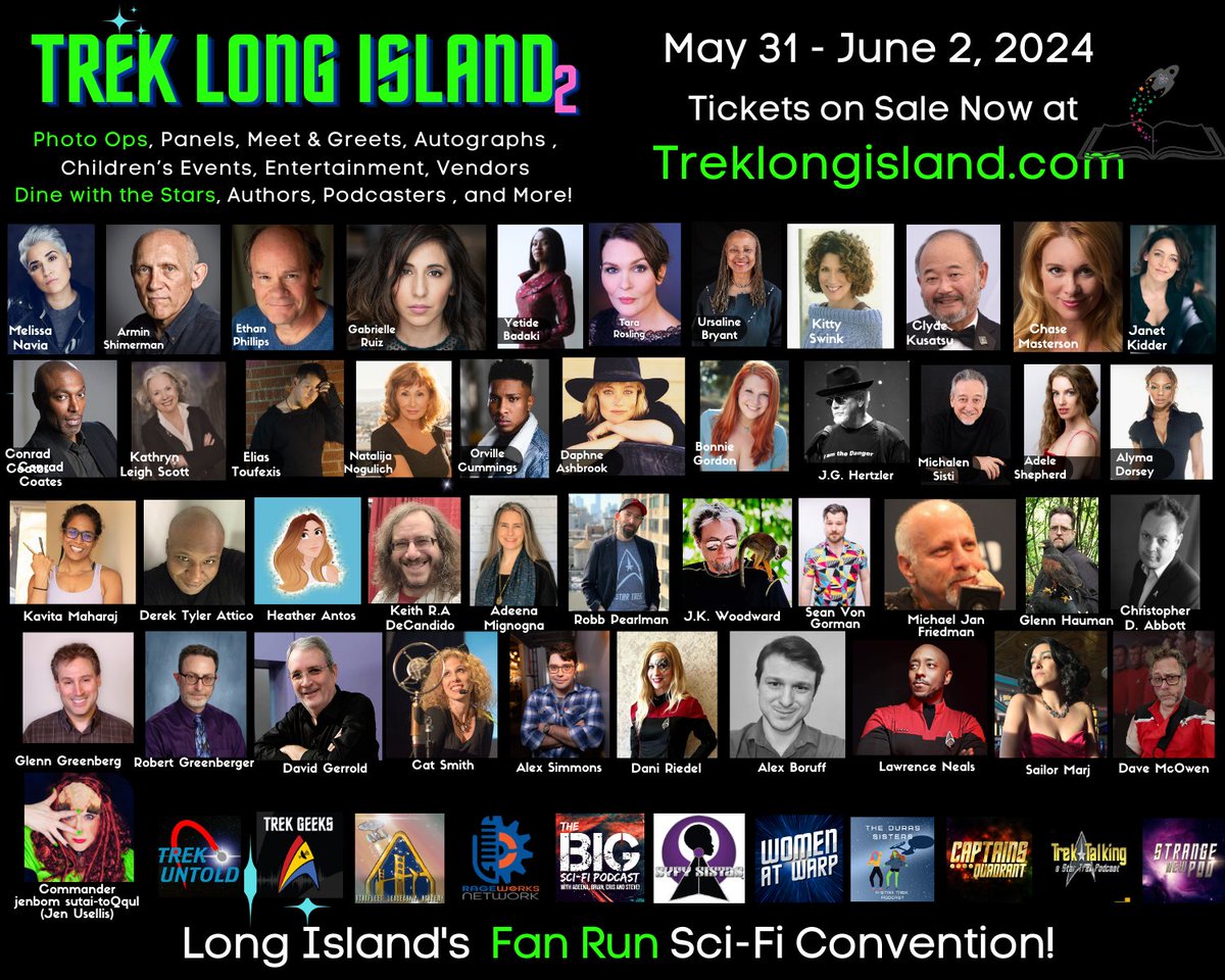 Red alert! 🖖

<a href="/StarTrek/">Star Trek</a> @TrekLongIsland #LongIsland #NYC #ComicCon MAY 31 - JUNE 2 treklongisland.com

Special Guests (2/3)

<a href="/bobgreenberger/">bobgreenberger</a>
<a href="/adeena/">Adeena Mignogna</a>
<a href="/AmyImhoff1701/">Amy Imhoff 💫</a>
<a href="/nessthenovelist/">Ness Brown</a>
<a href="/F_French/">Francis French (he/him)</a>
<a href="/KenAstro/">Ken Carpenter 🖖 🔭 🚀</a>

#StarTrek #AllStarTrek #SciFi #NY
