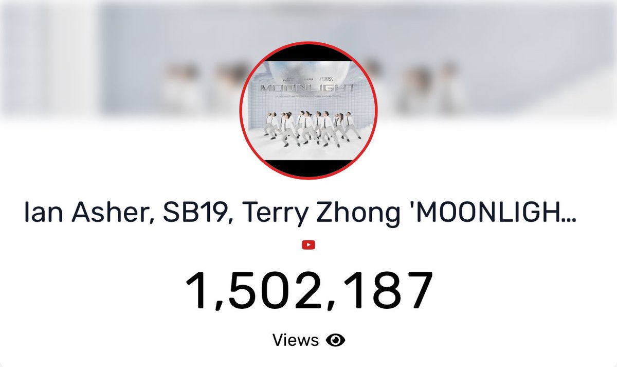 SB19 YouTube Updates 🔐 1,502,187 views Moonlight by Ian Asher, SB19 & Terry Zhong has now surpassed 1.5M views on YouTube. SB19 GOES INTERNATIONAL @SB19Official #SB19 #MoonlightNumber3inChina #MOONLIGHTonMASSIVE40_UKChart