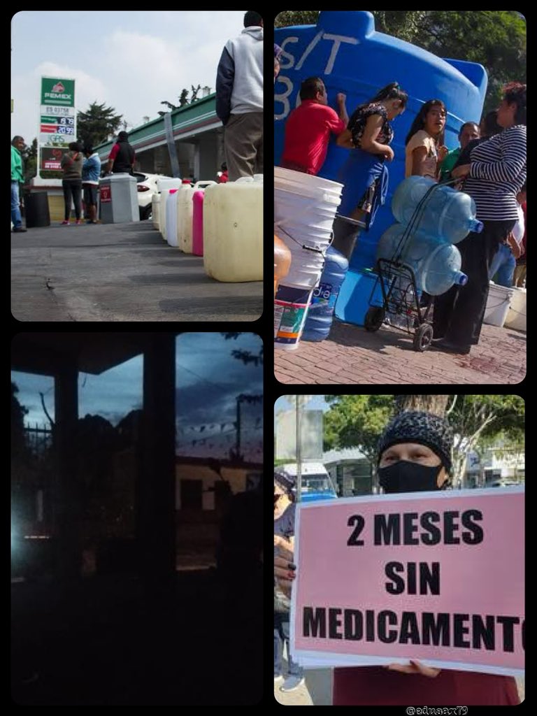 ⛽️ Desabasto de gasolina…
💊 Desabasto de medicinas…
💡 Falta de suministro eléctrico…
🚰 Desabasto de agua…

Digan lo que quieran, pero en 70 años del PRI y 12 años de PAN no nos faltó gasolina, medicinas, electricidad y agua como ahora.

No, definitivamente no son iguales.