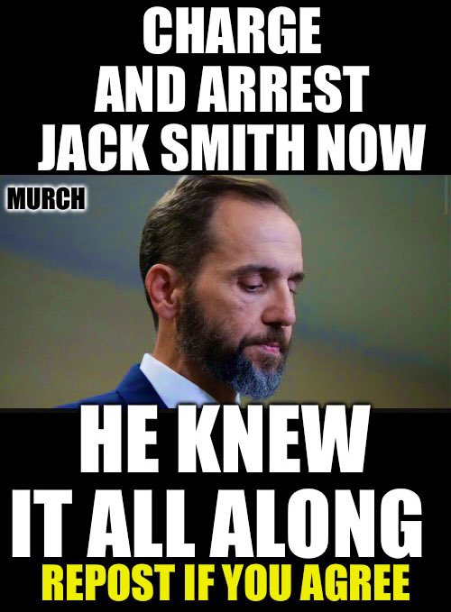 Jack Smith and his team admit tampered with evidence and mislead the court. Flip the script and charge Jack Smith! Who wants to see him held accountable for his lies and election interference?🙋‍♂️