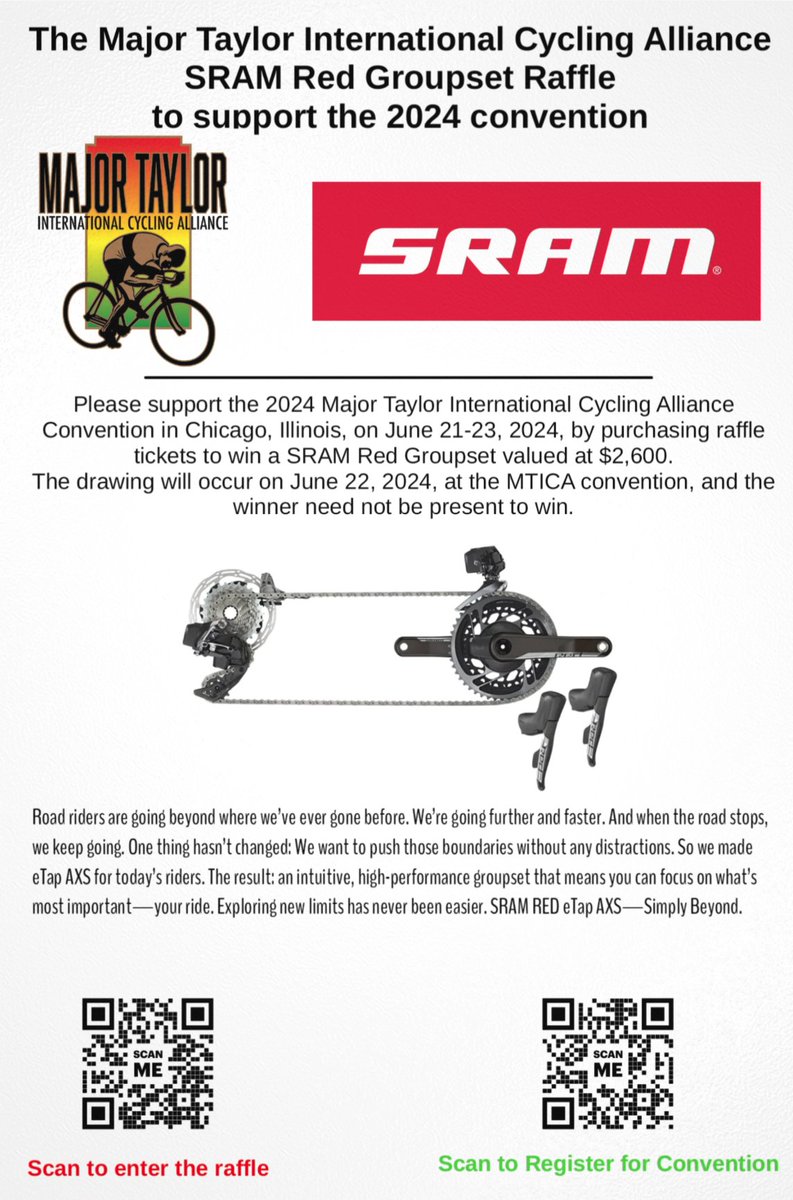 Win a SRAM Red Groupset!
#mtica #majortaylor #sram #mticachicago2024