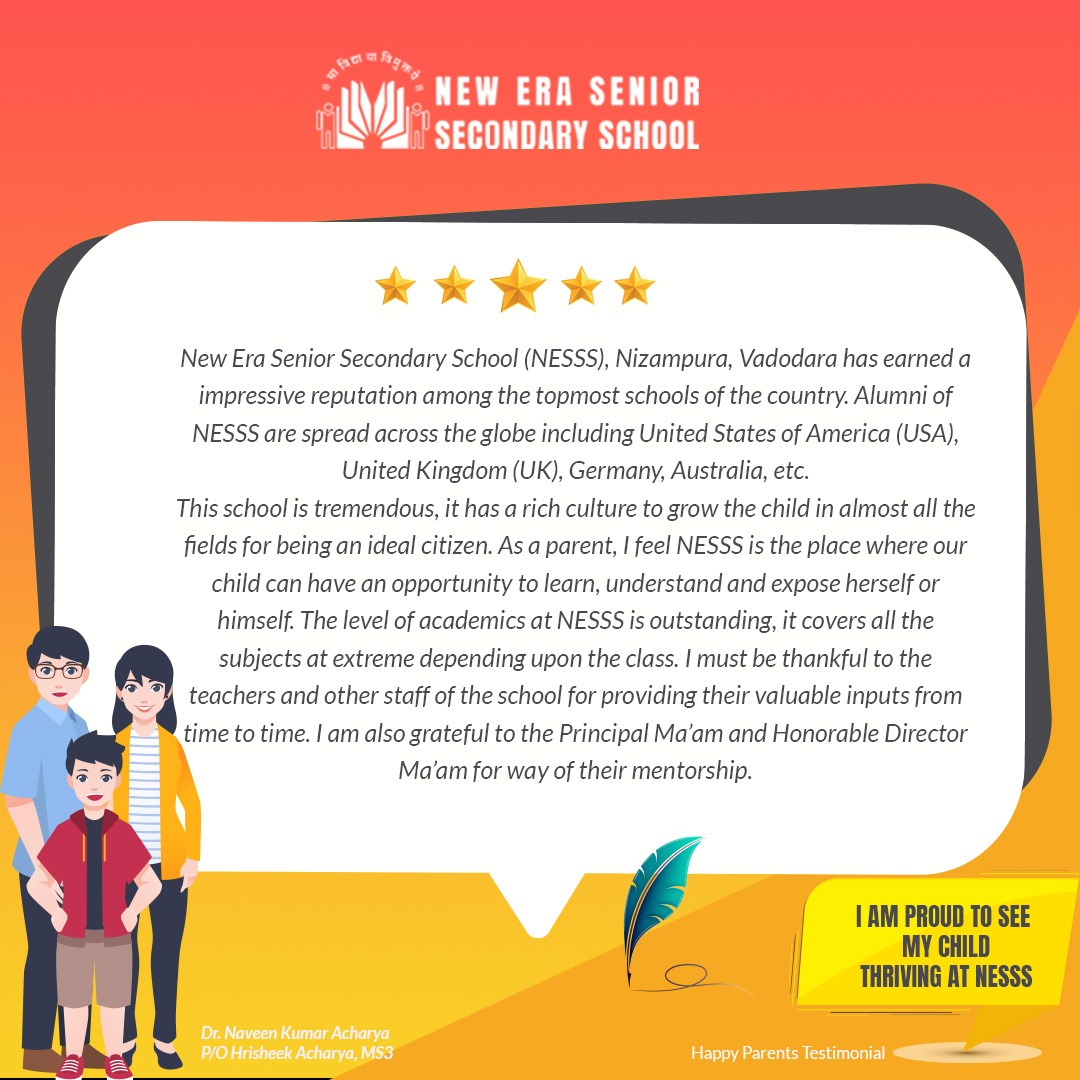 Gratitude Galore - Thank You for Fueling Our Educational Journey with Your Words of Appreciation!
Your Expressions Echo in Our Hearts, Inspiring Us Everyday!
#NewEraSeniorSecondarySchool #newerarocks #nesss #VadodaraNewsOnline #vadodaranews #PARENTTESTIMONY #paruluniversity