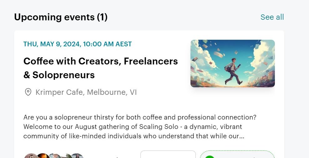 Solopreneur based in Melbourne?

Come grab a coffee tomorrow in the Melbourne CBD with others slingin' their services to exchange notes, ideas and good vibes. ☕

#melbourne #cityofmelbourne