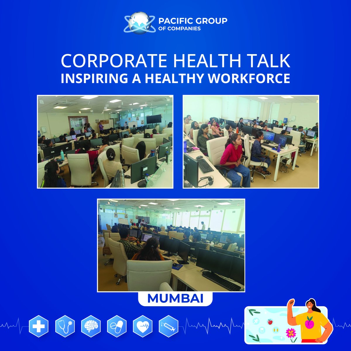Recently we had an inspiring corporate health talk by health expert by Vaishakhi Shukla. The health talk session covered A to Z topics essential to maintain and lead a healthy life.

#CorporateHealth #EmployeeWellness #HealthyLiving #HealthTalk #WellnessProgram #HealthyHabits