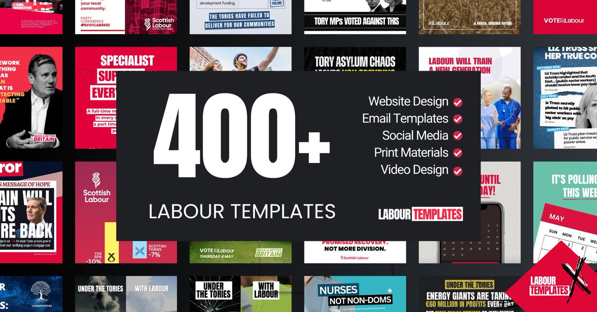 Using Canva to create Labour campaign materials is a must.

Here are 400+ templates we've created to help you get started 👇
🔗 labourtemplates.com

#UKLabour #LabourDoorstep #KeirStarmer #LabourParty #ToriesOut