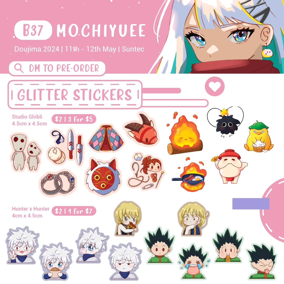 Mochiyuee's tweet photo. 📢 Doujima 2024 Catalogue! | New stickers and prints are available! 
I'll be at B37!✨️ 
•
DM to pre-order/reservation
•
📍Suntec Convention Centre
🗓 11th May - 12th May '24
⏰️ 11am - 8pm
•
Come on down, say hello, and catch us on the weekends! https://t.co/a4JnJ12Fv7
