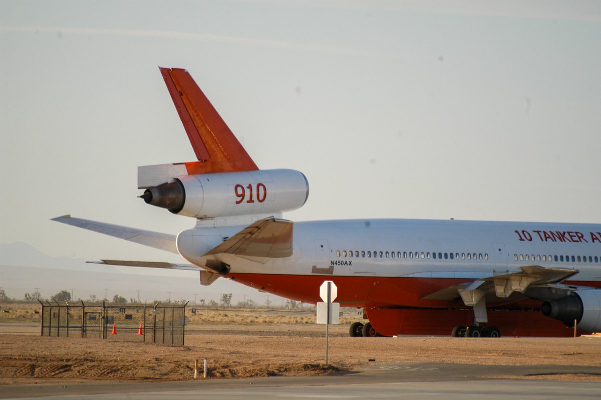Forgive the dirt on my lens or sensor. The 10 Tanker when it was in prototype phase at SCLA, Southern California Logistics Airport, formerly known as George AFB  #DC10 #airliner #planespotting  #aerialfirefighting