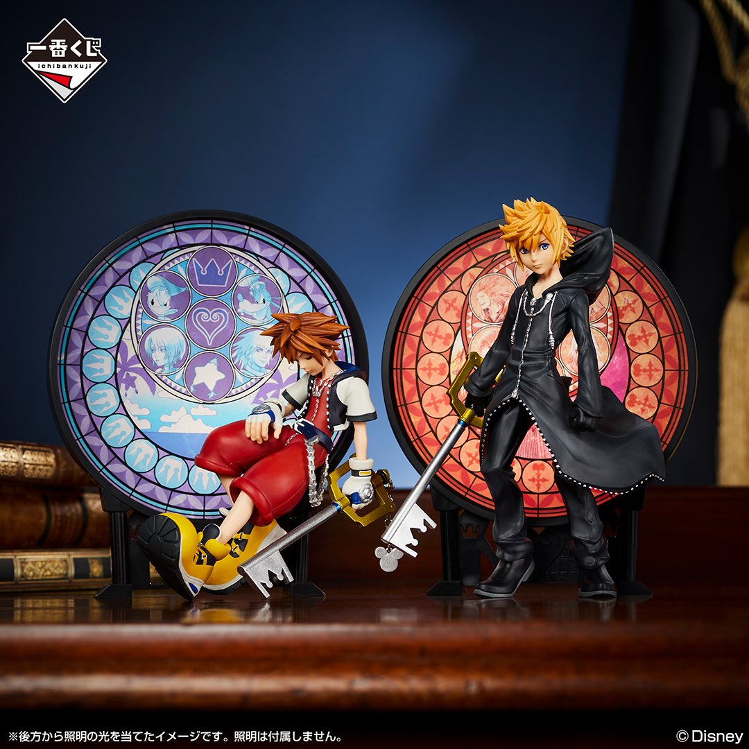 THE KINGDOM HEARTS NEW KUJI STAINED GLASS FIGURINES FOR SORA AND ROXAS AHH!!!