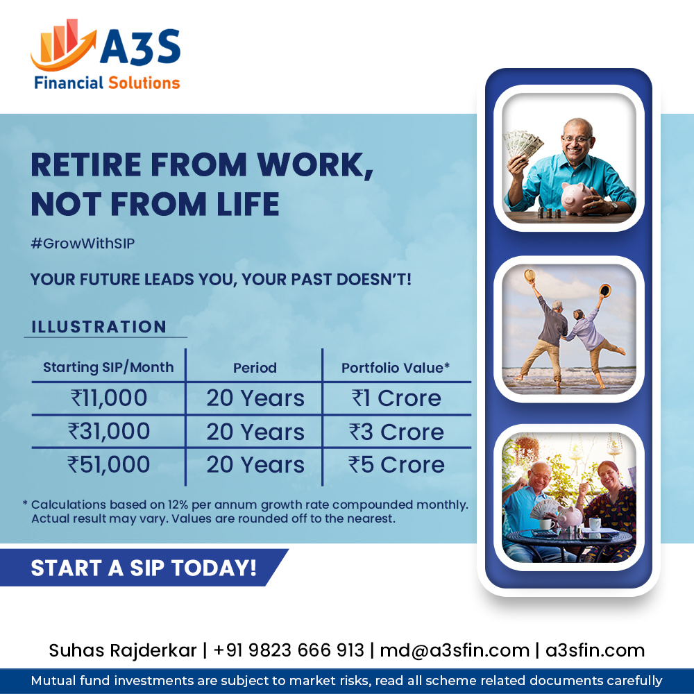 Have you started investing for your retirement?

Contact us today to invest.

Call: +91 9823 666 913
Email: md@a3sfin.com
Visit: a3sfin.com

#a3sfinancial #RetirementGoals #FinancialPlanning #SecureFuture