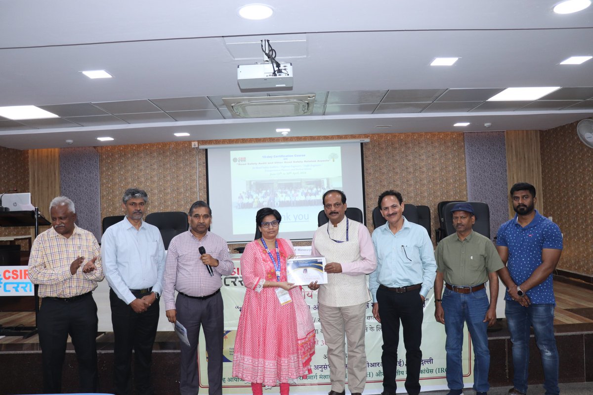 15 Day #RoadSafety Audit #SkillDevelopment program conducted from 15-30th April 2024, by @CSIRCRRI, New Delhi as a part of MOU with @MORTHIndia &IRC attended by 67 Participants comprising of Highway Engineers, Consultants, PWD Engineers, Research Scholars& Students across India
