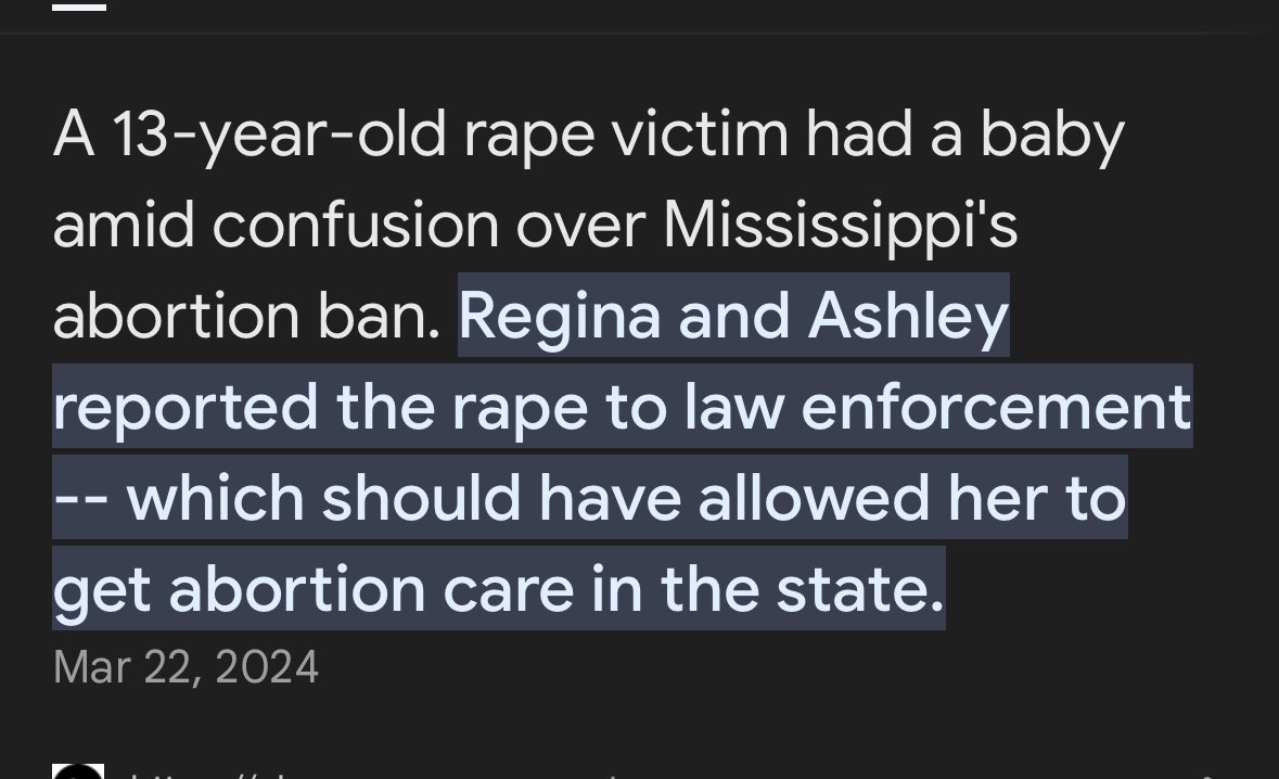 @GavinNewsom Gavin why do you not do your research before posting? YO @CommunityNotes Mississippi has exclusions for rape. And you truly mean to tell me there isn’t an abortion clinic within 741 miles? Stop with the misinformation. Facts and Context MATTERS.