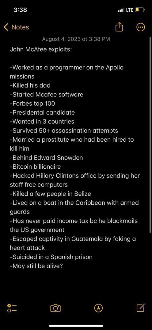 John McAfee. The most legendary resume of all time… Just another reminder.