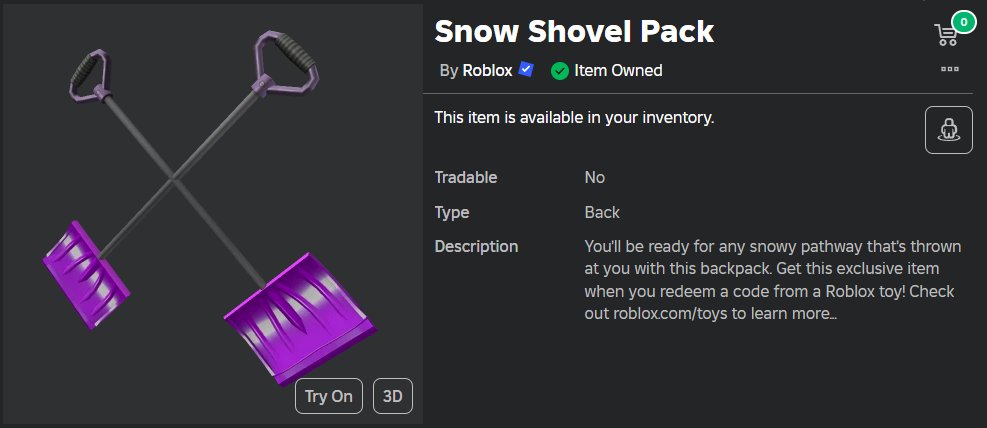 🎉 Snow Shovel Pack - Toy Code Giveaway 🎉

📘 Rules:
- Must be following me + Like the tweet
- Reply with anything random

⏲️ 3 random winners will be picked tomorrow at 11 PM EST.
#Roblox #robloxgiveaway #robloxgiveaways #RobloxUGC
