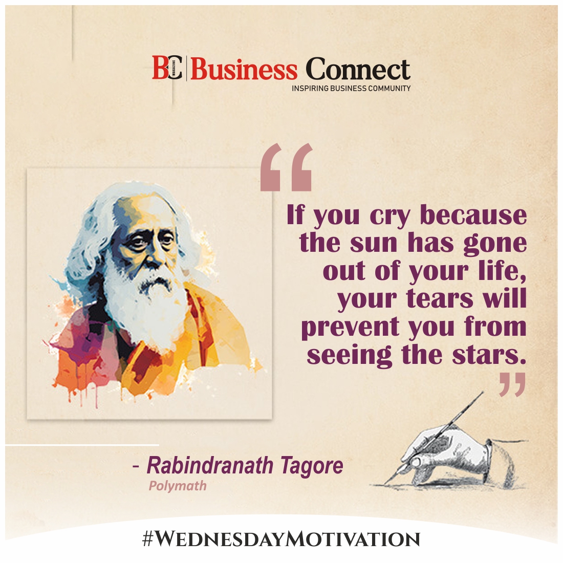 “If you cry because the sun has gone out of your life, your tears will prevent you from seeing the stars.” ― Rabindranath Tagore #RabindranathTagore #RabindranathTagoreJayanti #wedneday #quote #rabindranathtagorequote #quotes #quotesoftheday #quotesdaily #motivationquote #today