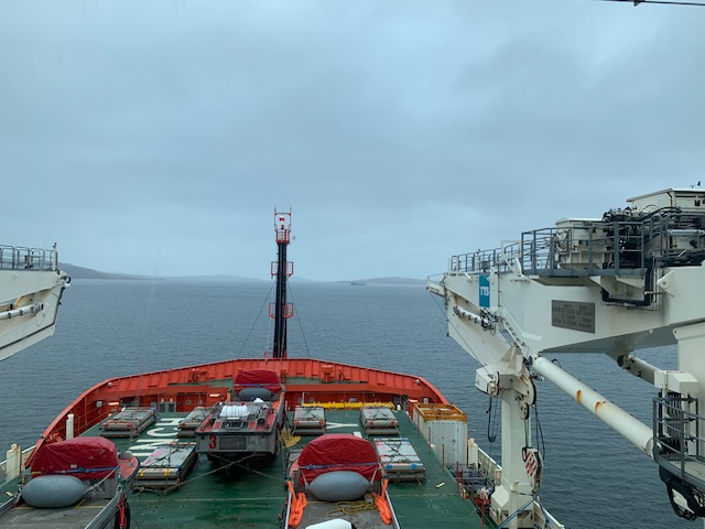 RSV Nuyina heads down Hobart's River Derwent on its last resupply voyage of the season - Macquarie Island.