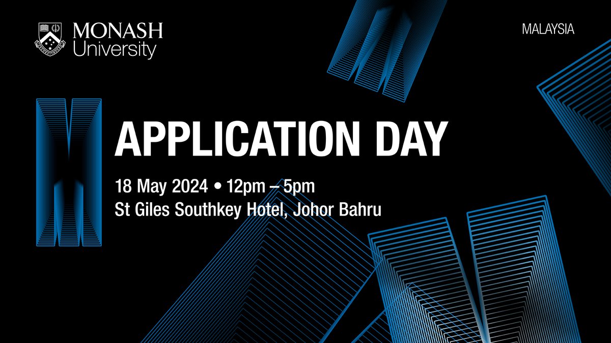 We are excited to see you in Johor Bahru! Join us on 18 May 2024. 📍: St Giles Hotel, Southkey Johor Bahru Register here: monashmalaysia.info/44x0bss See you soon! 🙂
