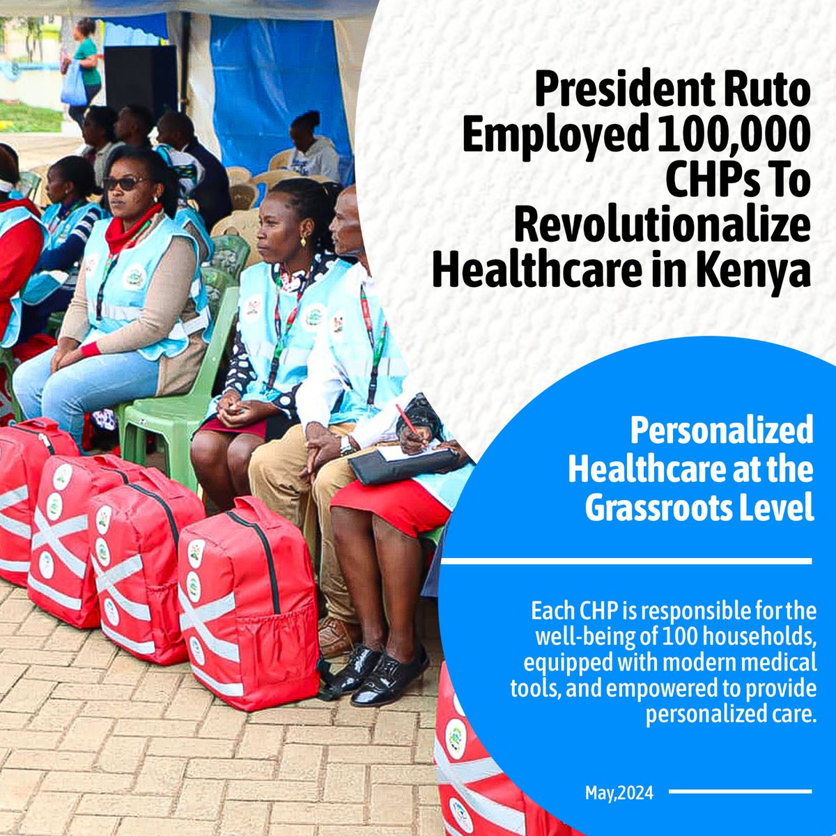 Each Community Health Promoter is responsible for well being of 100 Households.
Afya Nyumbani
#RutoHealthcareInitiative
#RutoEmpowers