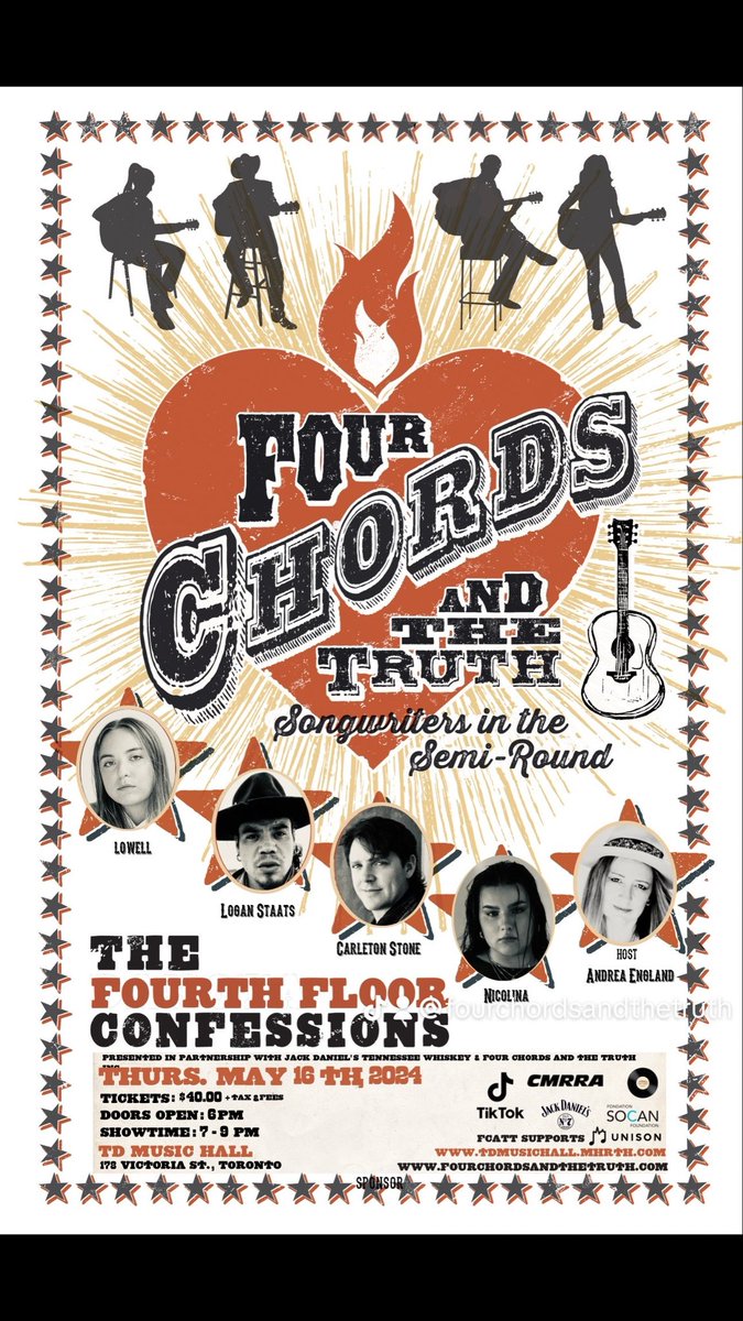 FourChords&TheTruth Inc. (@fourchordstruth) on Twitter photo #Toronto FCaTT returns next Thurs. <a href="/tdmusichall/">TD Music Hall</a> with songwriters: Lowell (Beyoncé’s Texas Hold ‘Em”), <a href="/TheLaunchCTV/">The Launch</a> alum <a href="/LoganStaats/">Logan Staats</a>, @CarletonStone, <a href="/AmericanIdol/">American Idol</a> alum Nicolina, <a href="/Andrea_England/">Andrea England (she/her)</a> & surprise guests! Only a few tix remain here: fourchordsandthetruth.com/tickets-2/ #Toronto FCaTT returns next Thurs. <a href="/tdmusichall/">TD Music Hall</a> with songwriters: Lowell (Beyoncé’s Texas Hold ‘Em”), <a href="/TheLaunchCTV/">The Launch</a> alum <a href="/LoganStaats/">Logan Staats</a>, @CarletonStone, <a href="/AmericanIdol/">American Idol</a> alum Nicolina, <a href="/Andrea_England/">Andrea England (she/her)</a> & surprise guests! Only a few tix remain here: fourchordsandthetruth.com/tickets-2/