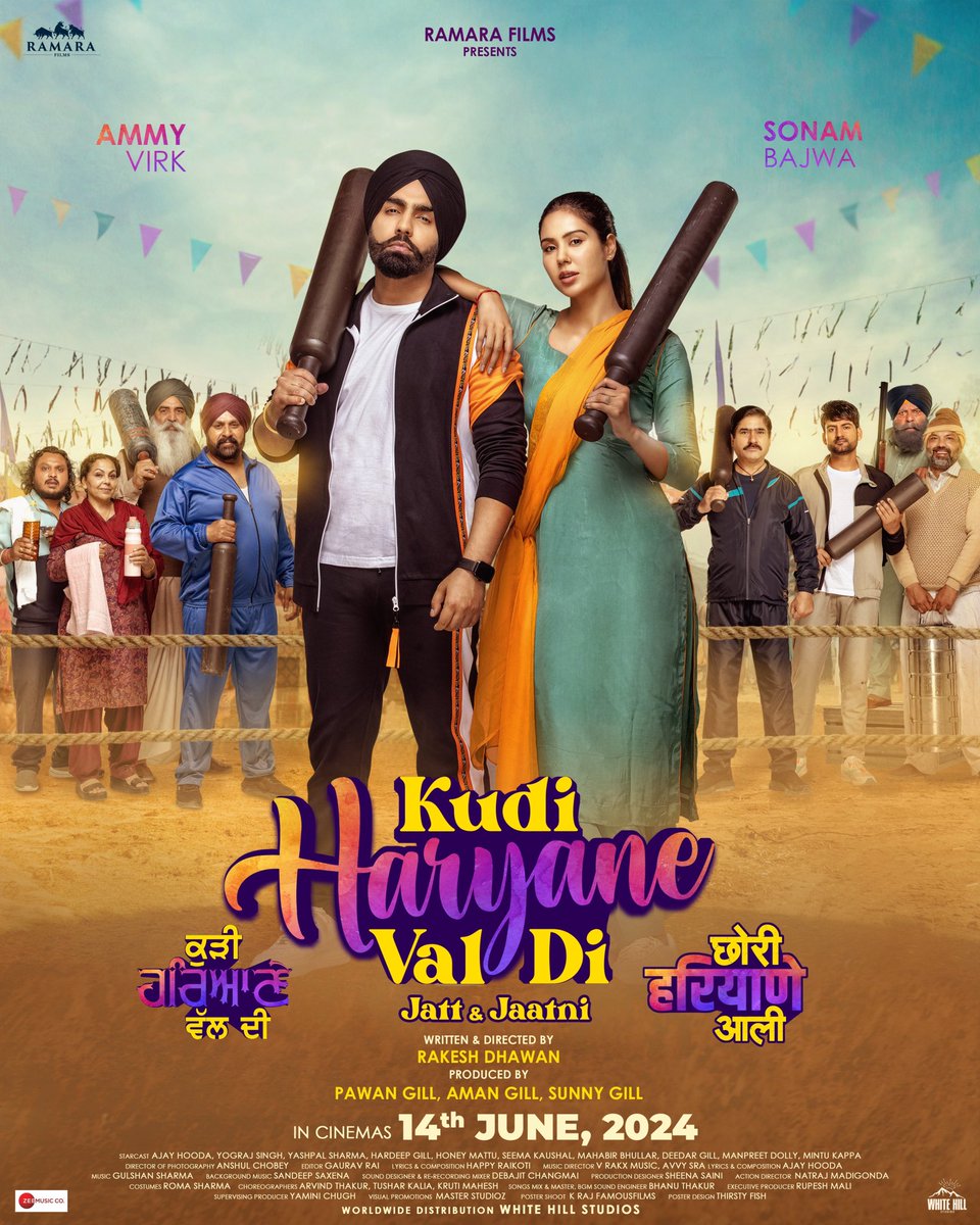 The Jatt &amp; Jaatni are here 😍🤩❤️ Main thaare se nahi, thaare liye ladna chahoon 💪🏼 #KudiHaryaneValDi releasing in cinemas 14th June, 2024 🥳 @ammyvirk #AjayHooda <a href="/yograjsingh58/">yograj singh offical</a> <a href="/iyashpalsharma/">Yashpal Sharma</a> #hardipgill 
@rakeshdhawa22427   <a href="/theamangill/">Aman Gill</a> <a href="/TheSunnyGill1/">Sunny Gill</a> #ramarafilms <a href="/PawanGill/">Pawan Gill</a>