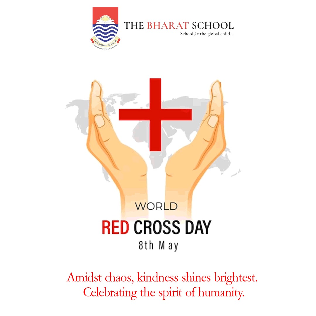 Compassion knows no boundaries. On Red Cross Day, let's unite in kindness and solidarity, spreading hope and healing to those in need.' 🕊️❤️ #HumanitarianEfforts #GlobalUnity #SupportingCommunities #VolunteerWork #TheBharatSchool #Panchkula #HumanityFirst #CommunitySupport