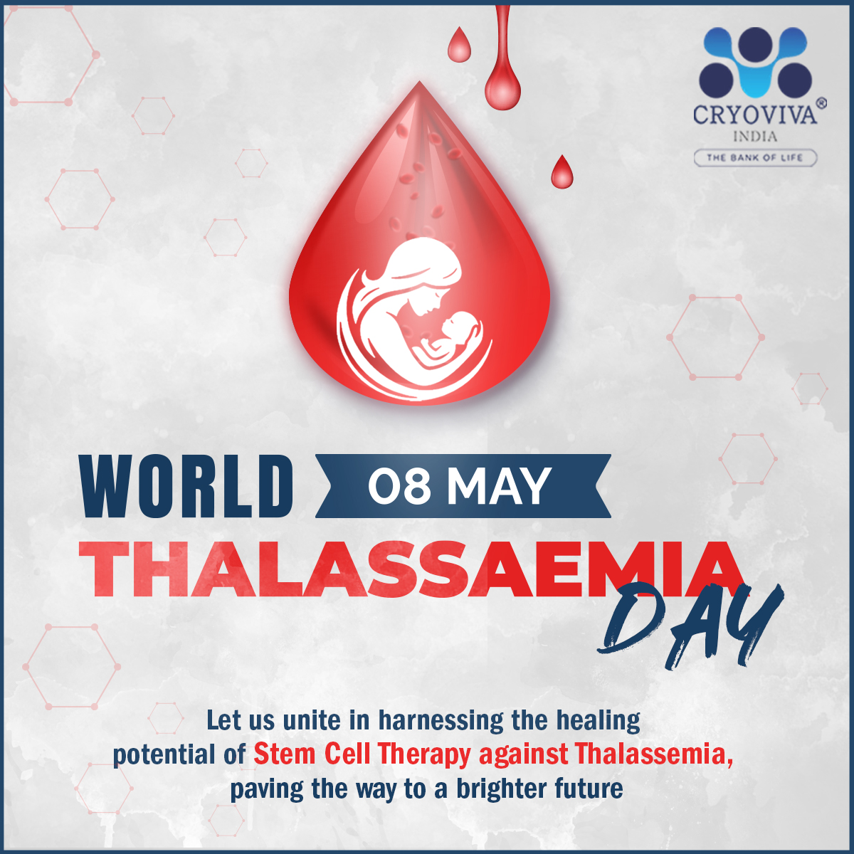 World Thalassemia Day, observed on May 8th. on this day, let's unite to raise awareness about this genetic #blooddisorder and the hope that #stemcelltherapy brings to those affected.

#WorldThalassemiaDay #8May #thalassemiaawareness #FightThalassemia #geneticblooddisorder